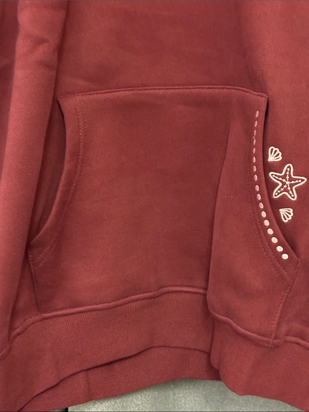 Pink Palm Puff Women's Maroon Hoodie - Picture 6 of 12